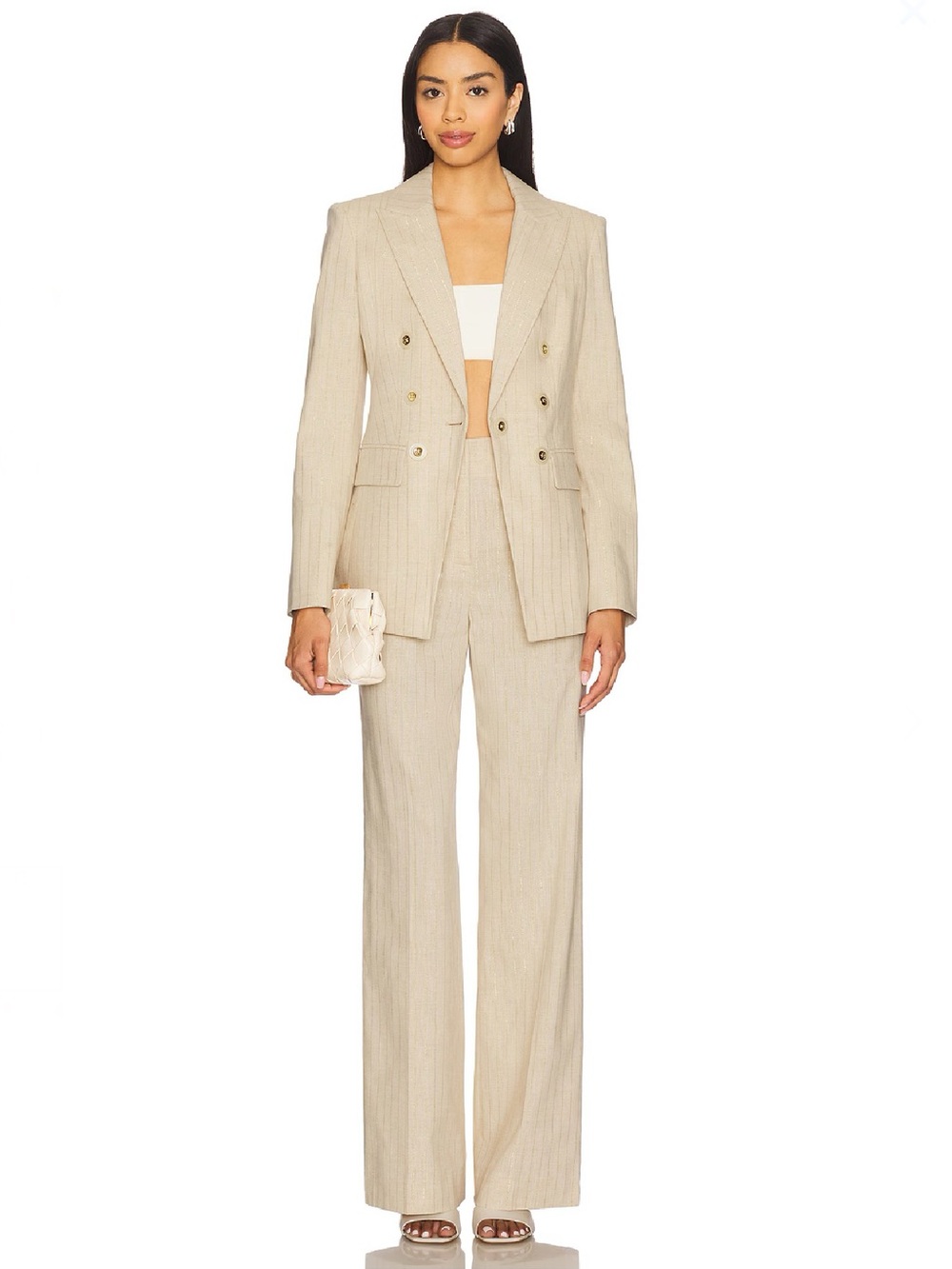 NEW VERONICA BEARD REVOLVE BEIGE PINSTRIPED PANTS - Picture 9 of 9
